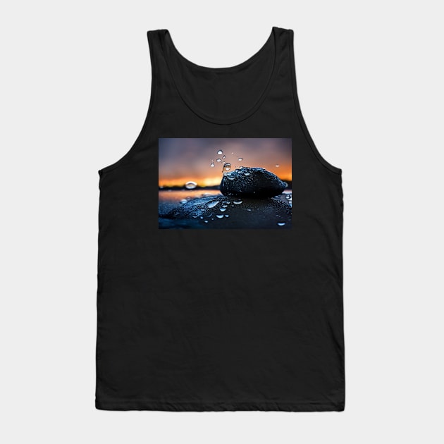 Rock With Raindrops,In The Sunset, Macro Background, Close-up Tank Top by Unwind-Art-Work